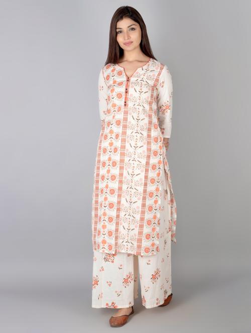floral kurta palazzo set - 17727158 - Very Small Image - 1