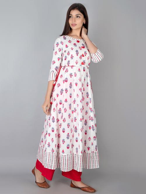 floral printed anarkali kurta - 17727224 - Very Small Image - 1