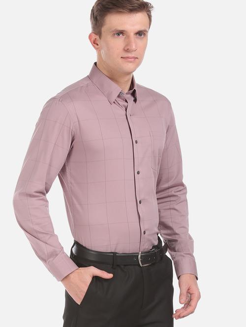 purple checkered formal shirt - 17727529 - Very Small Image - 1