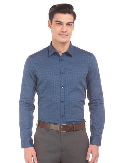 blue printed formal shirt - 17727550 - Very Small Image - 1