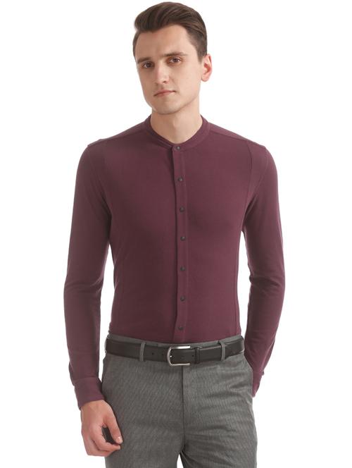 maroon solid formal shirt - 17727556 - Very Small Image - 1
