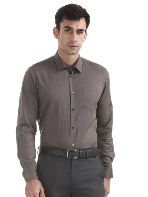 grey solid formal shirt - 17727670 - Very Small Image - 1