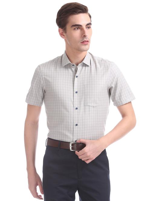 grey checkered formal shirt - 17727743 - Very Small Image - 1