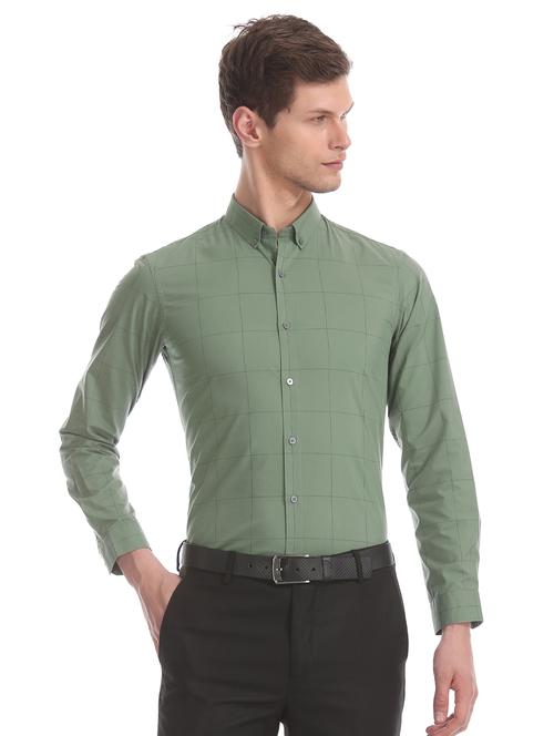 green checkered formal shirt - 17727821 - Very Small Image - 1