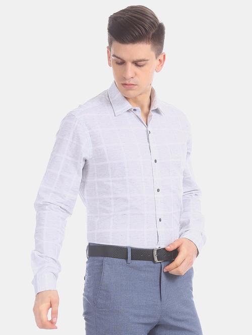grey checkered formal shirt - 17727930 - Very Small Image - 1