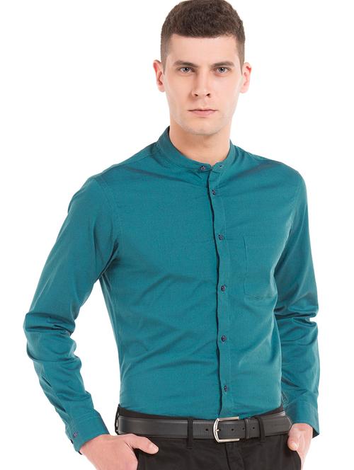 teal self design formal shirt - 17727989 - Very Small Image - 1