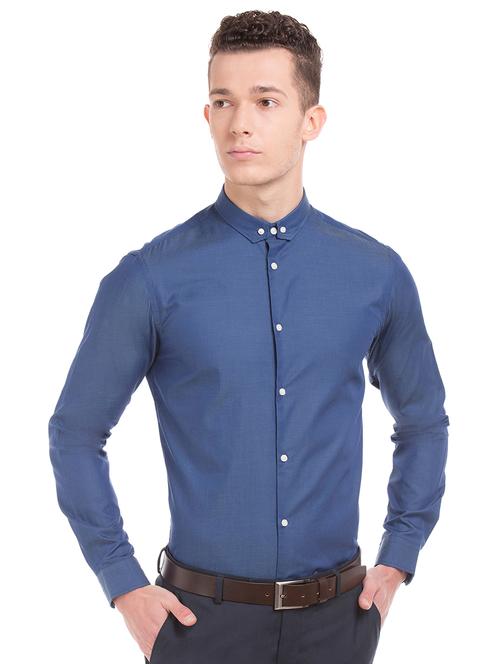 blue solid formal shirt - 17728010 - Very Small Image - 1