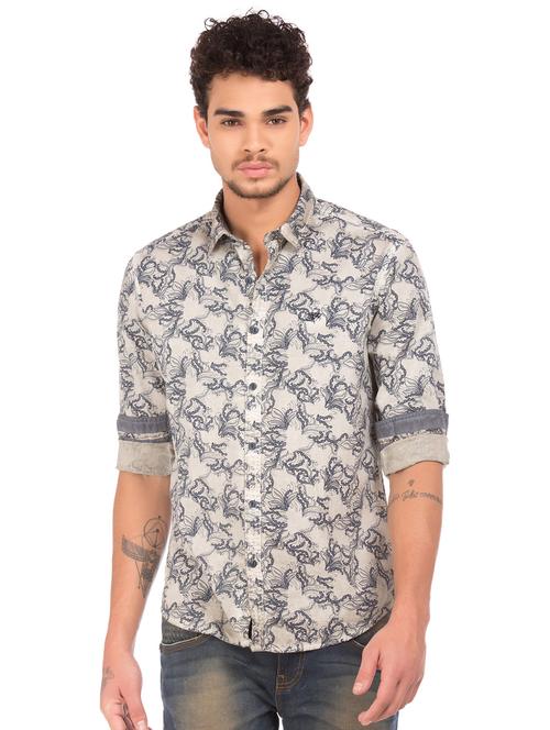 white floral casual shirt - 17728082 - Very Small Image - 1