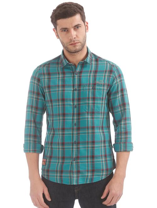 blue checkered casual shirt - 17728120 - Very Small Image - 1