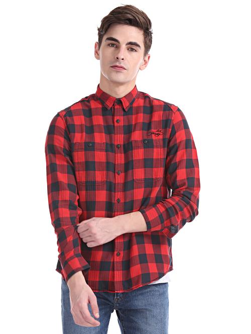 red checkered casual shirt - 17728248 - Very Small Image - 1