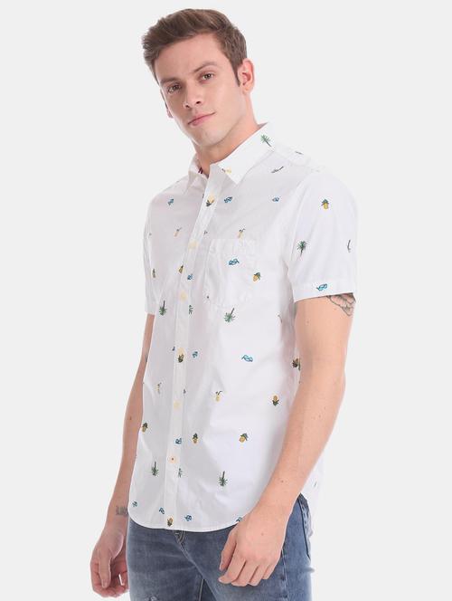 white printed casual shirt - 17728514 - Very Small Image - 1