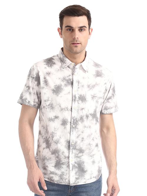 grey tie & dye casual shirt - 17728644 - Very Small Image - 1
