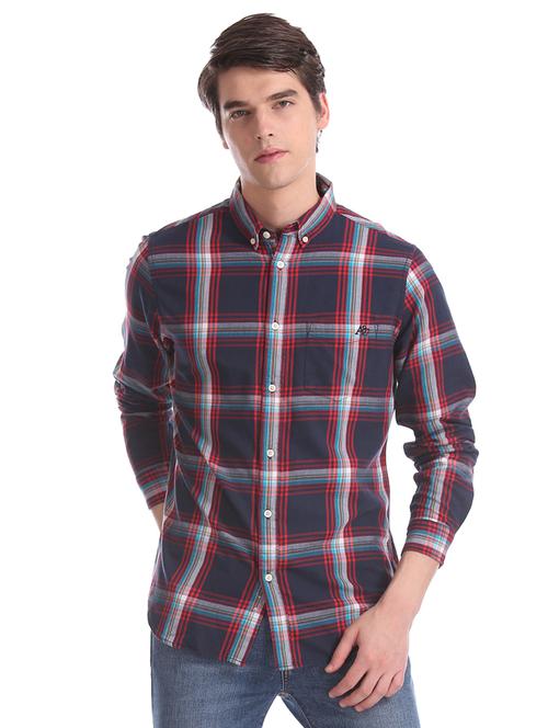 blue checkered casual shirt - 17728695 - Very Small Image - 1