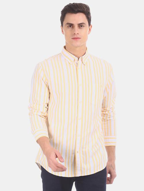 yellow striped casual shirt - 17728721 - Very Small Image - 1