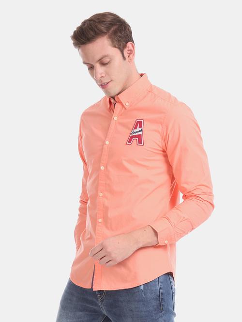 orange solid casual shirt - 17728735 - Very Small Image - 1