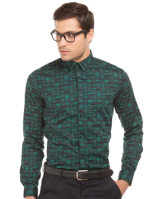 green printed casual shirt - 17728816 - Very Small Image - 1