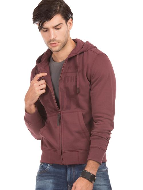 maroon chest print sweatshirt - 17728835 - Very Small Image - 1
