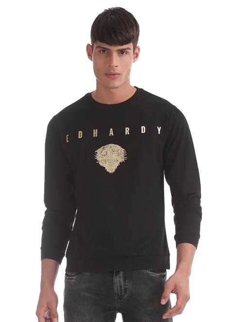 black chest print sweatshirt - 17728853 - Very Small Image - 1