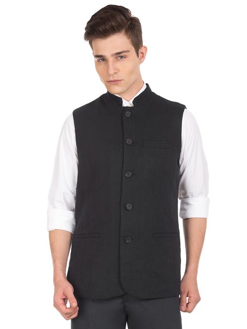 black self design classic waist coat - 17729454 - Very Small Image - 1