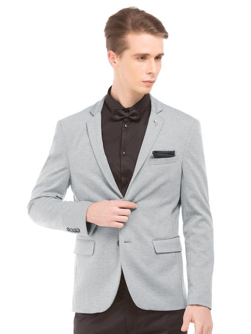 grey solid single breasted formal blazer - 17729592 - Very Small Image - 1
