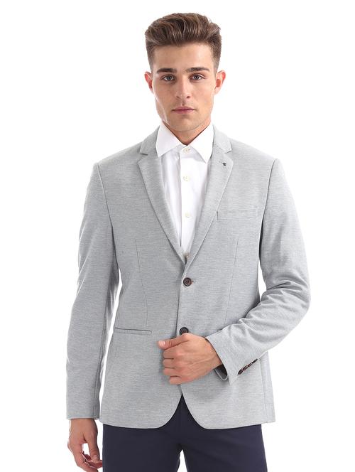 grey solid single breasted formal blazer - 17729799 - Very Small Image - 1