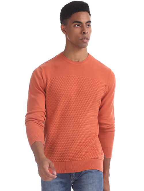 orange self design pullover - 17730090 - Very Small Image - 1