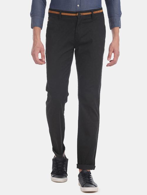black solid chinos casual trouser - 17730305 - Very Small Image - 1