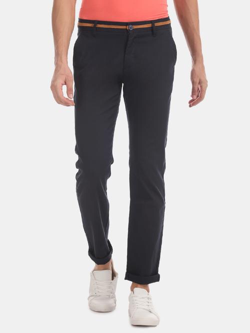 dark blue solid chinos casual trouser - 17730360 - Very Small Image - 1