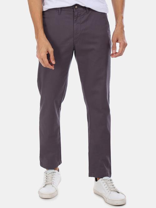 purple solid chinos casual trouser - 17730842 - Very Small Image - 1