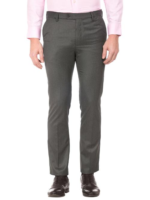 brown solid flat front formal trouser - 17731030 - Very Small Image - 1