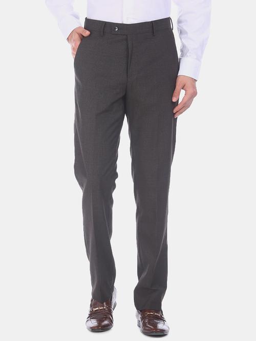 black checkered flat front formal trouser - 17731132 - Very Small Image - 1