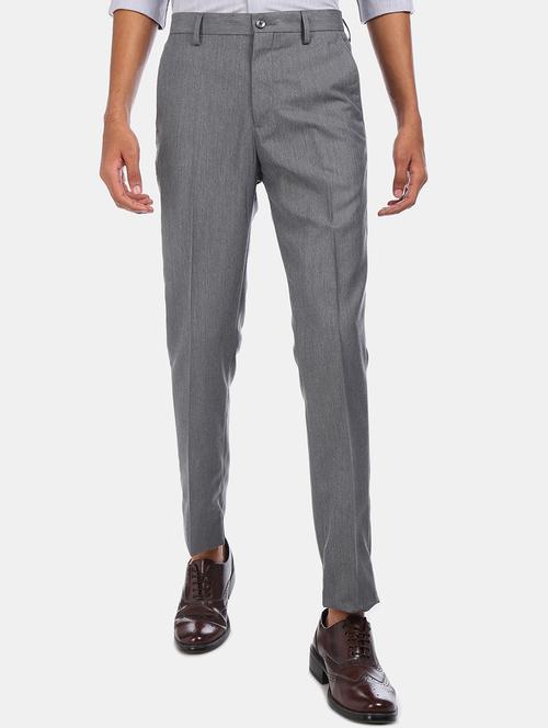grey solid flat front formal trouser - 17731159 - Very Small Image - 1