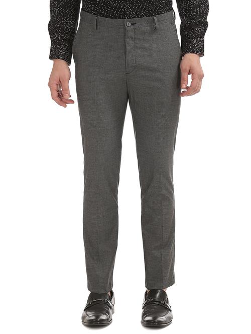 grey textured flat front formal trouser - 17731235 - Very Small Image - 1
