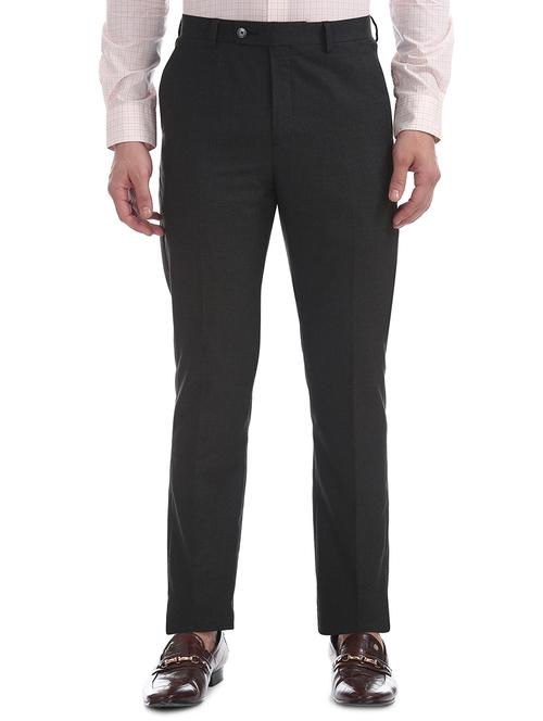 grey textured flat front formal trouser - 17731403 - Very Small Image - 1