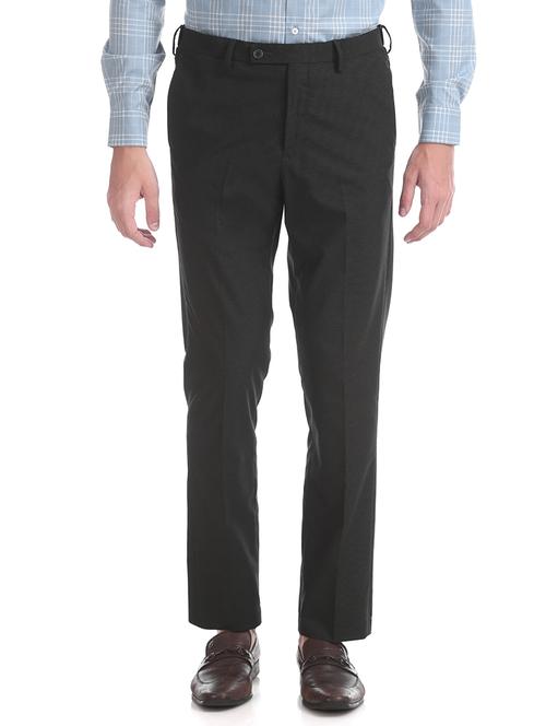 grey textured flat front formal trouser - 17731436 - Very Small Image - 1