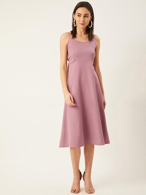tie back solid flared dress - 17732298 - Very Small Image - 1