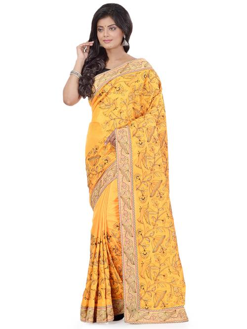 lace bordered embroidered saree with blouse - 17732662 - Very Small Image - 1