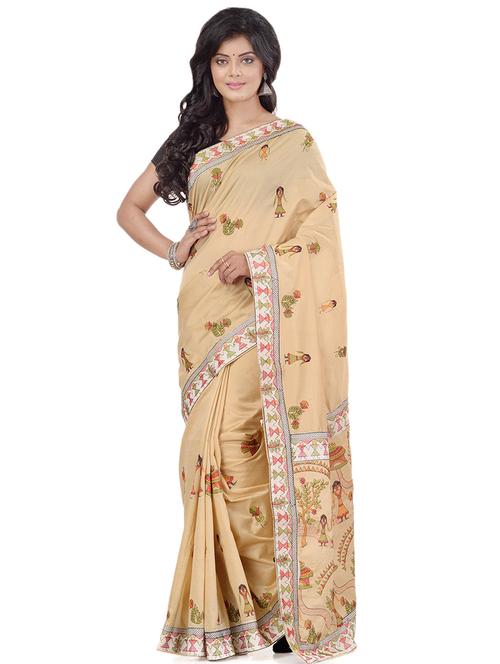 lace bordered embroidered saree with blouse - 17732663 - Very Small Image - 1