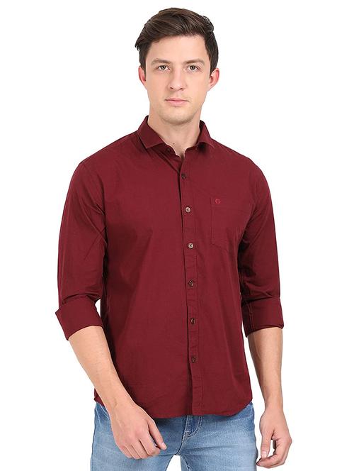 maroon solid casual shirt - 17732723 - Very Small Image - 1