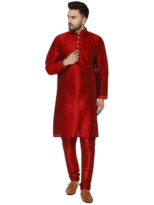 red kurta pyjama ethnic wear set - 17733197 - Very Small Image - 1