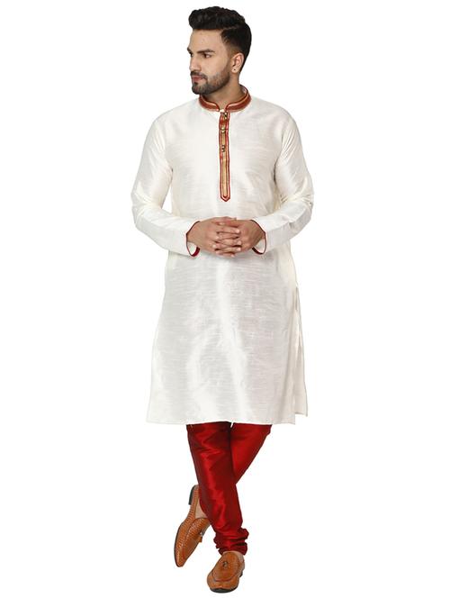 off-white kurta pyjama ethnic wear set - 17733220 - Very Small Image - 1