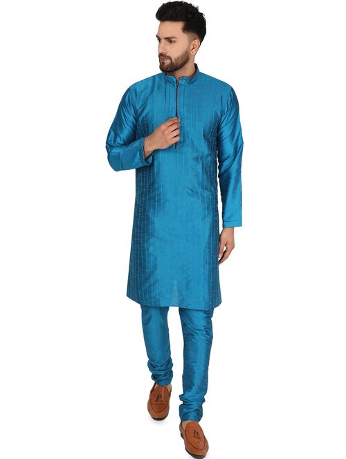 turquoise kurta pyjama ethnic wear set - 17733230 - Very Small Image - 1