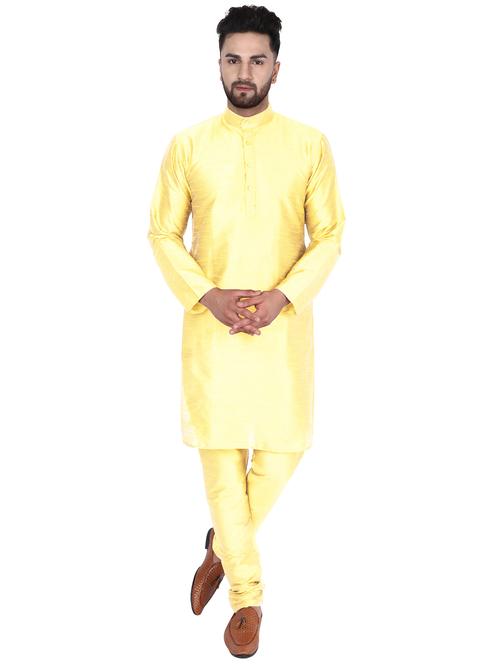 yellow solid kurta pyjama set - 17733375 - Very Small Image - 1