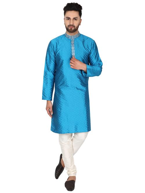 turquoise kurta pyjama ethnic wear set - 17733523 - Very Small Image - 1