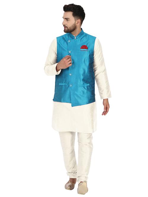 off-white kurta pyjama ethnic wear set - 17733562 - Very Small Image - 1