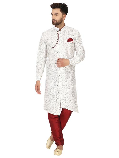off-white kurta pyjama ethnic wear set - 17733568 - Very Small Image - 1
