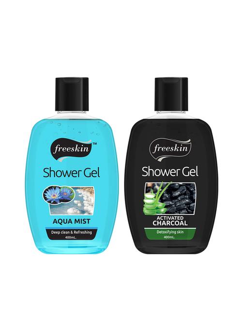 freeskin aqua mist & charcol shower gel, 400ml each, pack of 2 - 17733636 - Very Small Image - 1
