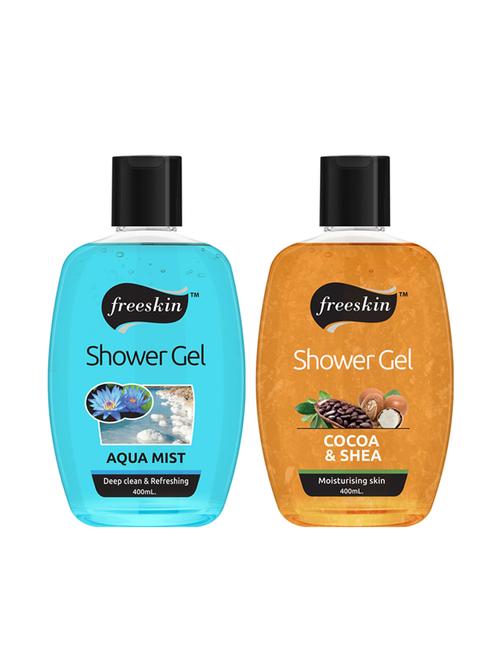 freeskin aqua mist & cocoa shea shower gel, 400ml each, pack of 2 - 17733637 - Very Small Image - 1