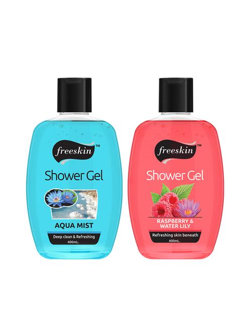 freeskin aqua mist & raspberry shower gel, 400ml each, pack of 2 - 17733643 - Very Small Image - 1