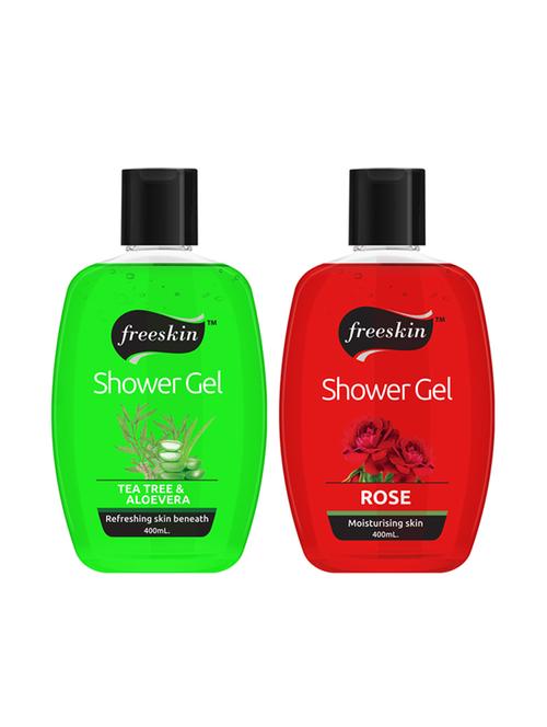 freeskin tea tree & rose shower gel, 400ml each, pack of 2 - 17733678 - Very Small Image - 1